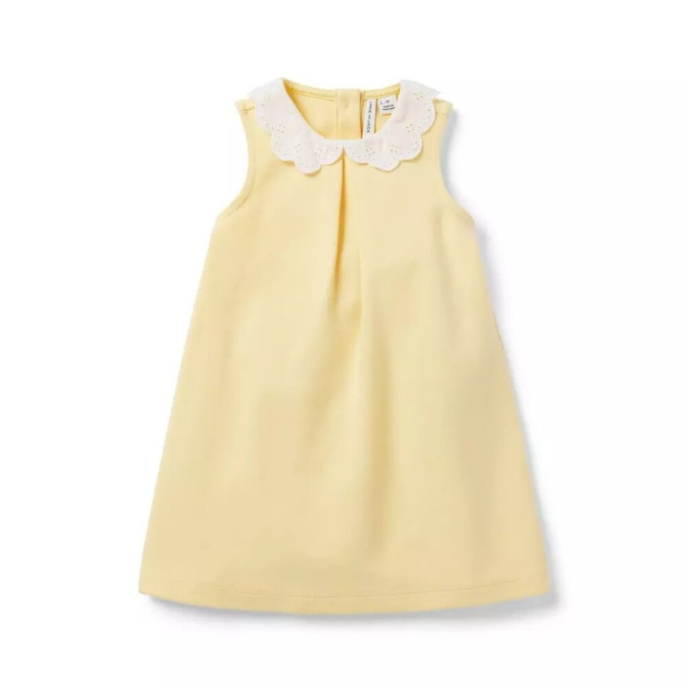 Janie and Jack Baby Eyelet Collar Ponte Dress Yellow 6-12M